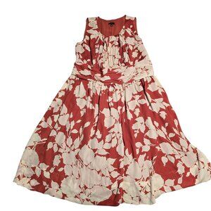 Talbots Red Floral Midi Sleeveless Dress Size: 14W Excellent Used Condition